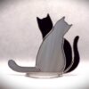 Two Cats Grey and Black Stained glass shelf sitters Suncatcher Two cats shelf sitters, stained glass window is a unique handmade decor, a great idea for anniversary, birthday and Christmas gift for animal lover. This cute miniature art can decorate your home and garden outdoor decor.