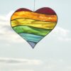 Hanging Suncatcher Rainbow Heart stained glass is a unique handmade decor, a great idea for birthday and Christmas gift for your close friend. Also, this cute miniature art can decorate your the window and wall in your home and garden outdoor decor.
