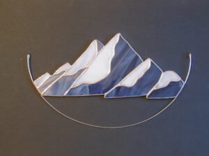 Hanging Suncatcher Stained Glass Panel Mountains this is landscape stained glass is a unique handmade decor, idea for birthday and Christmas gift. This cute miniature art can decorate your the window and wall in your home and garden outdoor decor.