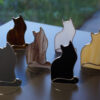 Cat Stained glass standing shelf sitters Suncatcher Cat is made of colored glass in stained glass Tiffany technique, hanging or standing on table, shelf sitters . There are color options for cats - black, white, gray, brown mottled, cocoa color, and light amber