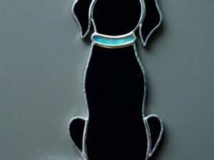 Hanging Suncatcher Dog Retriever Labrador stained glass window is a unique handmade decor, idea for birthday and Christmas gift for an animal lover. This cute miniature art can decorate your home and garden outdoor decor, and pet loss memorial.