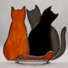 Suncatcher Three cats shelf sitters, stained glass window is a unique handmade decor, a great idea for anniversary, birthday and Christmas gift for animal lover. This cute miniature art can decorate your home and garden outdoor decor.