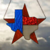 The Texas Star . Original Art stained glass window hanging Suncatcher