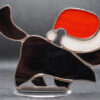 Black Cat In Santa's Hat Original Stained glass Christmas Decor standing shelf sitters Suncatcher Gift animal lover